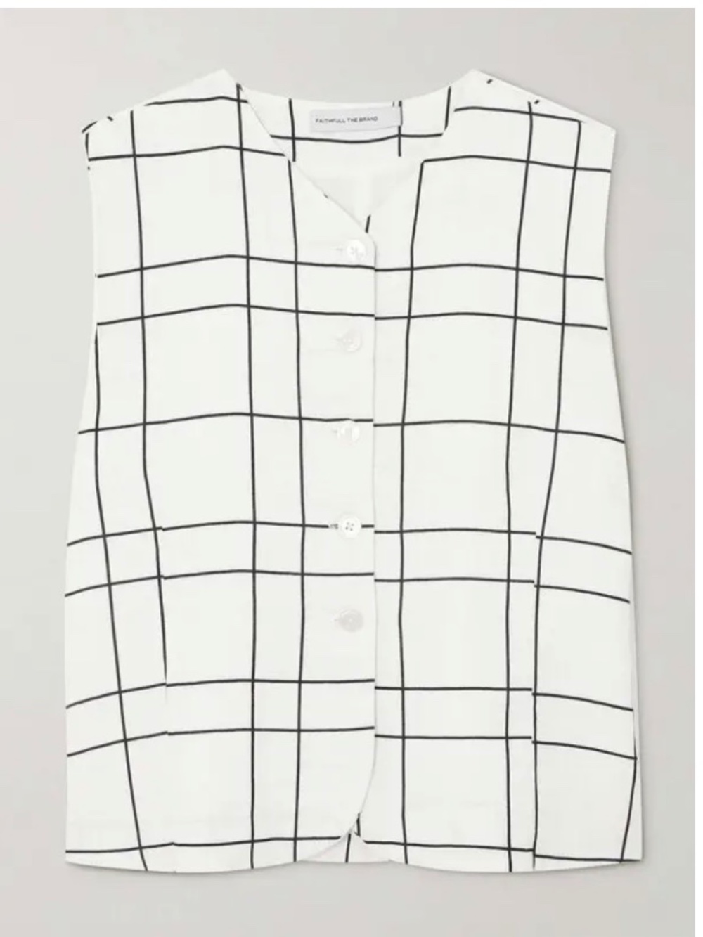 NWT Faithful the Brand Genio Checked Linen Vest Size 8